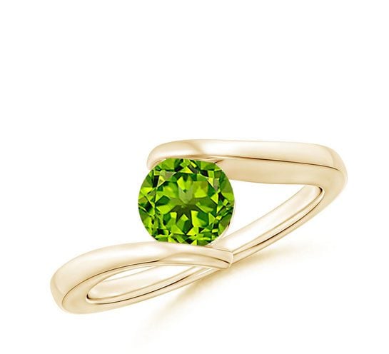 Bar-Set Solitaire Round Peridot Bypass Ring Angara