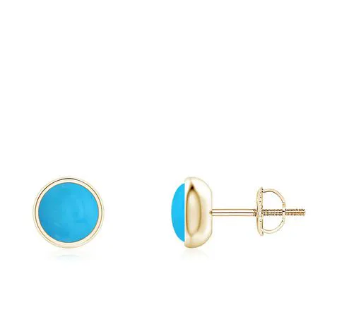 Bezel Set Turquoise Solitaire Stud Earrings Angara