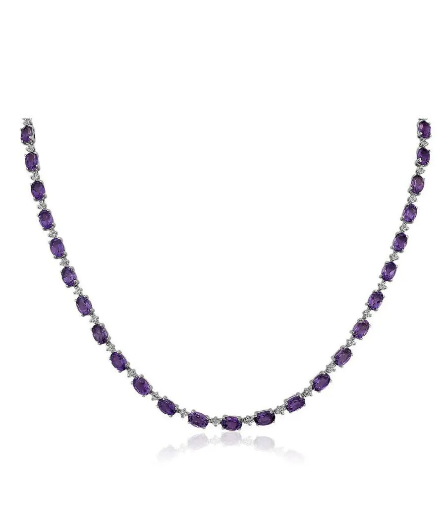 Oval Amethyst Eternity Necklace in Sterling Silver Blue Nile