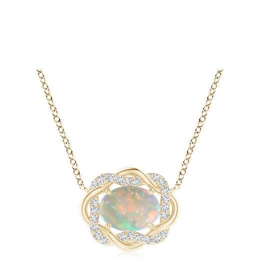 Oval Opal Braided Pendant with Diamond Accents Angara