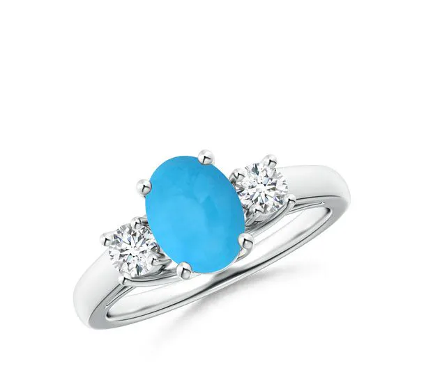 Oval Turquoise Ring with Diamond Accents Angara