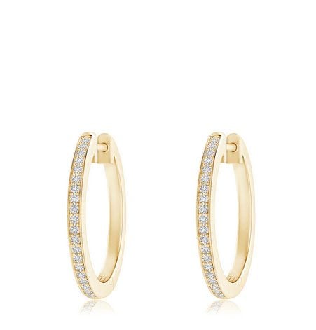 Pavé-Set Round Diamond Hinged Hoop Earrings Angara