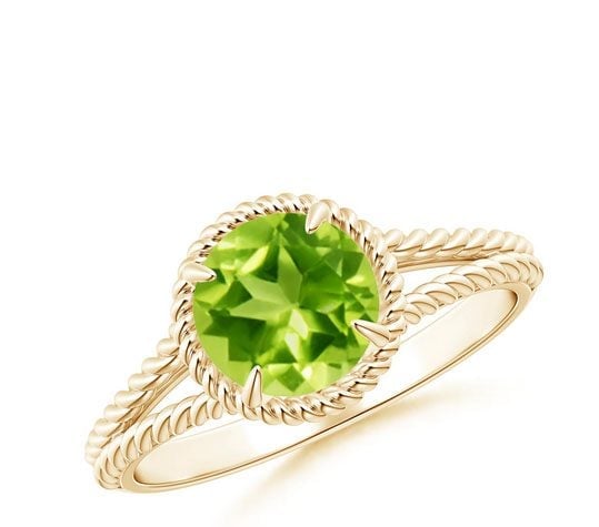 Peridot Twist Rope Split Shank Ring Angara