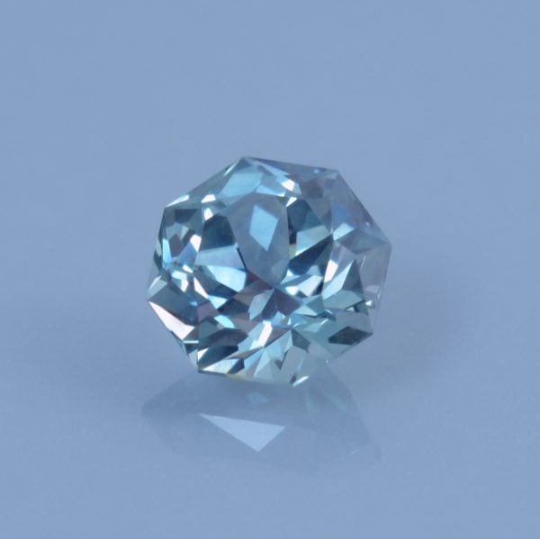 Finished version of Custom Octagon Cut Sapphire