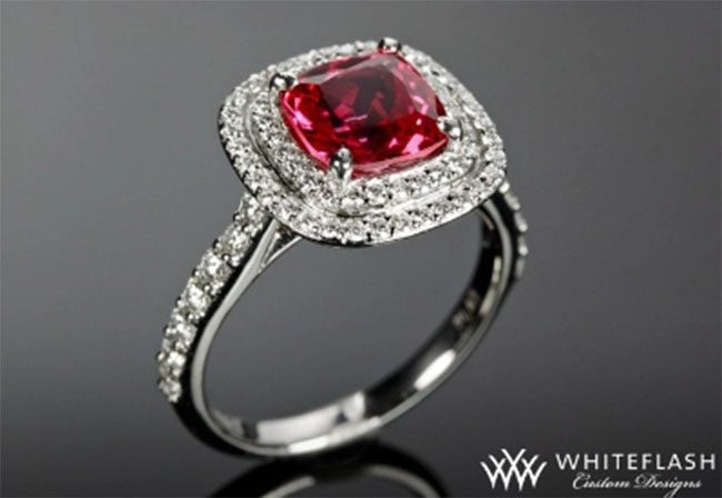 Spinel Double Halo Diamond Engagement Ring Whiteflash