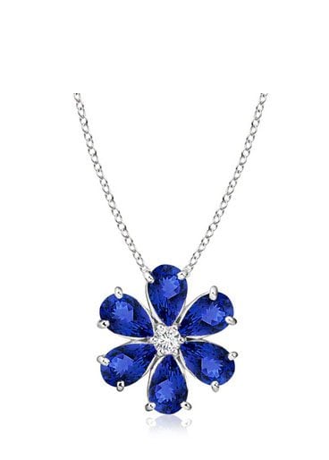 Tanzanite Flower Cluster Pendant with Diamond Angara