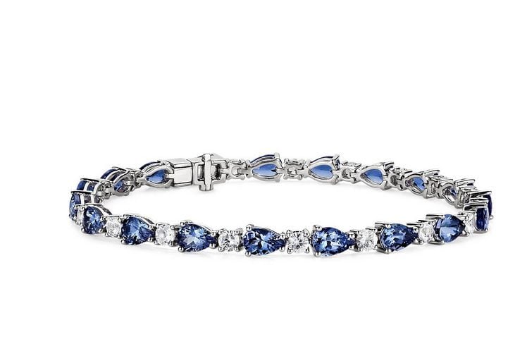 Tanzanite and White Sapphire Bracelet in 14k White Gold Blue Nile