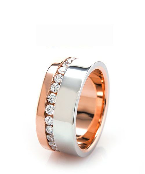 Two Tone Channel Set Diamond Band Brian Gavin