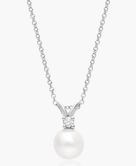 14K White Gold Akoya Cultured Pearl and Diamond Necklace James Allen