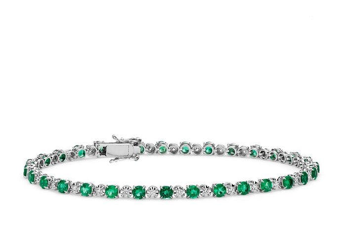 Alternating Size Emerald and Diamond Bracelet Blue Nile