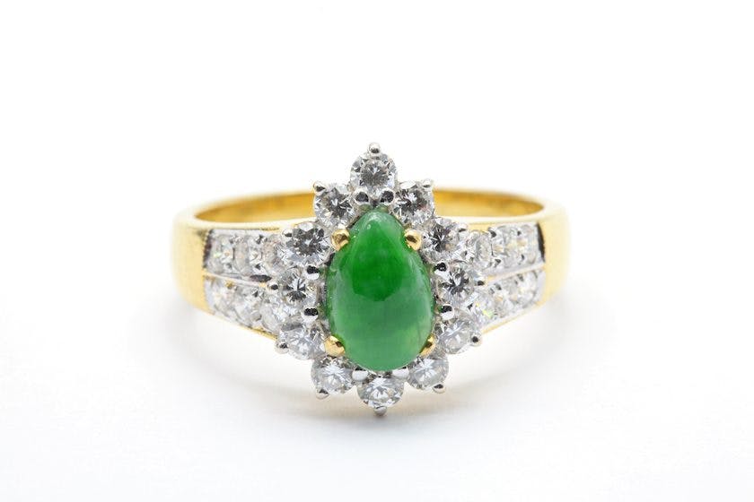 jade engagement ring - pear shape stone