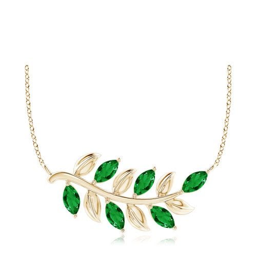 Marquise Emerald Olive Branch Pendant Angara