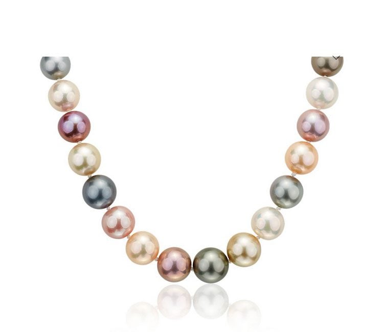 Multicolored Pearl Strand Necklace Blue NIle