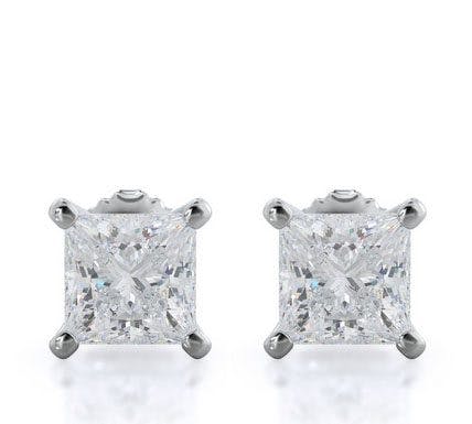 Princess Natural Diamond Stud Earrings With Clarity