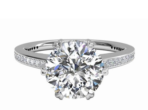 Solitaire Diamond Six-prong Micropavé Band Engagement Ring Ritani
