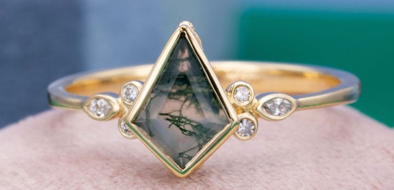 moss agate protective bezel custom made