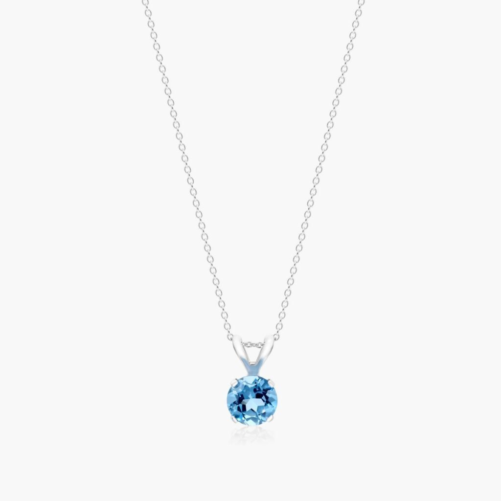 14K White Gold Blue Topaz Birthstone Necklace James Allen