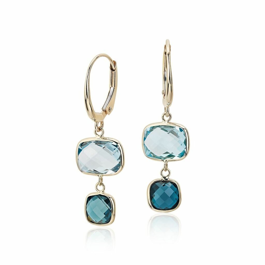 Blue Topaz Tonal Drop Leverback Earrings Blue Nile