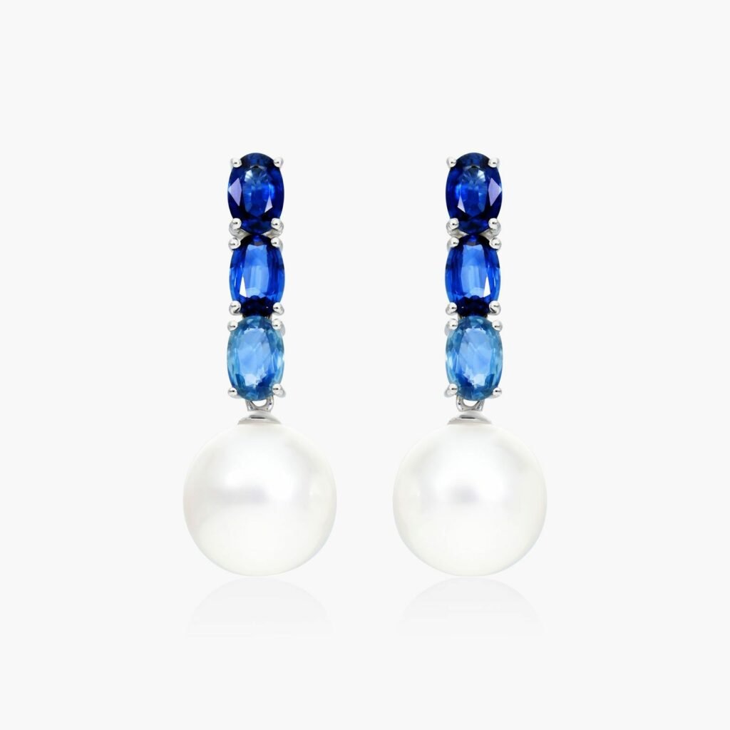 Ombre Sapphires And South Sea Cultured Pearl Drop Earrings James Allen