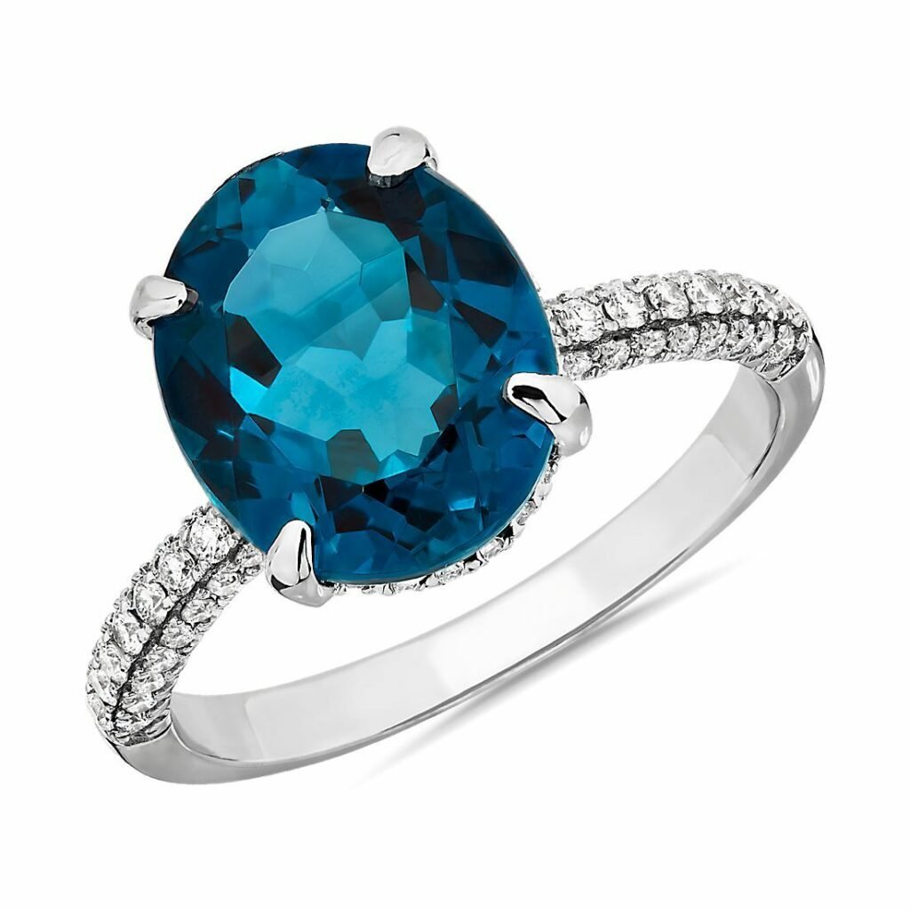 Oval London Blue Topaz Statement Ring in 14k White Gold Blue Nile