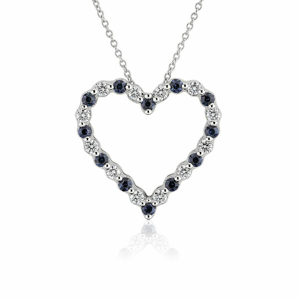 Floating Sapphire and Diamond Heart Shaped Pendant Blue Nile