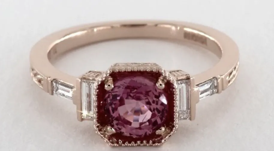 1.53 carat Round Natural Pink Sapphire Engraved Basket Engagement Ring James Allen