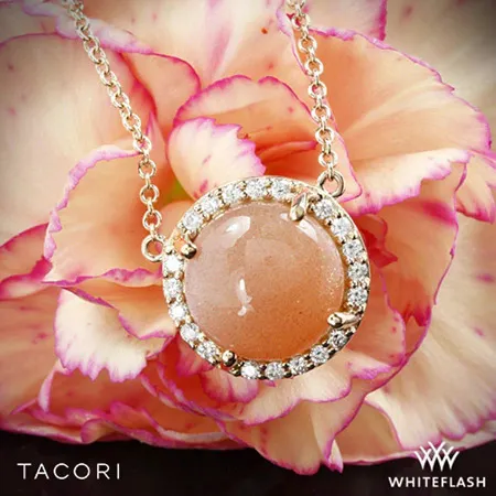 18k Rose Gold Silver Accent-Tacori-SN180P36-Moon Rose Halo Necklace whiteflash