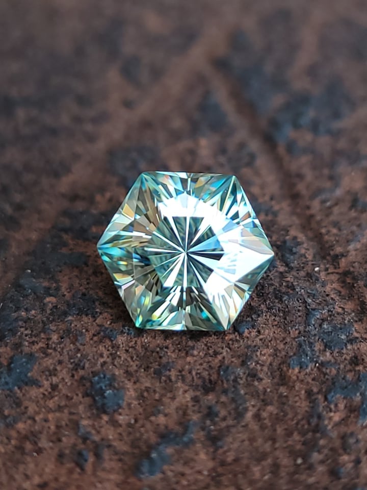 Blue green Moissanite in Bumblebee Design - Jim Buday