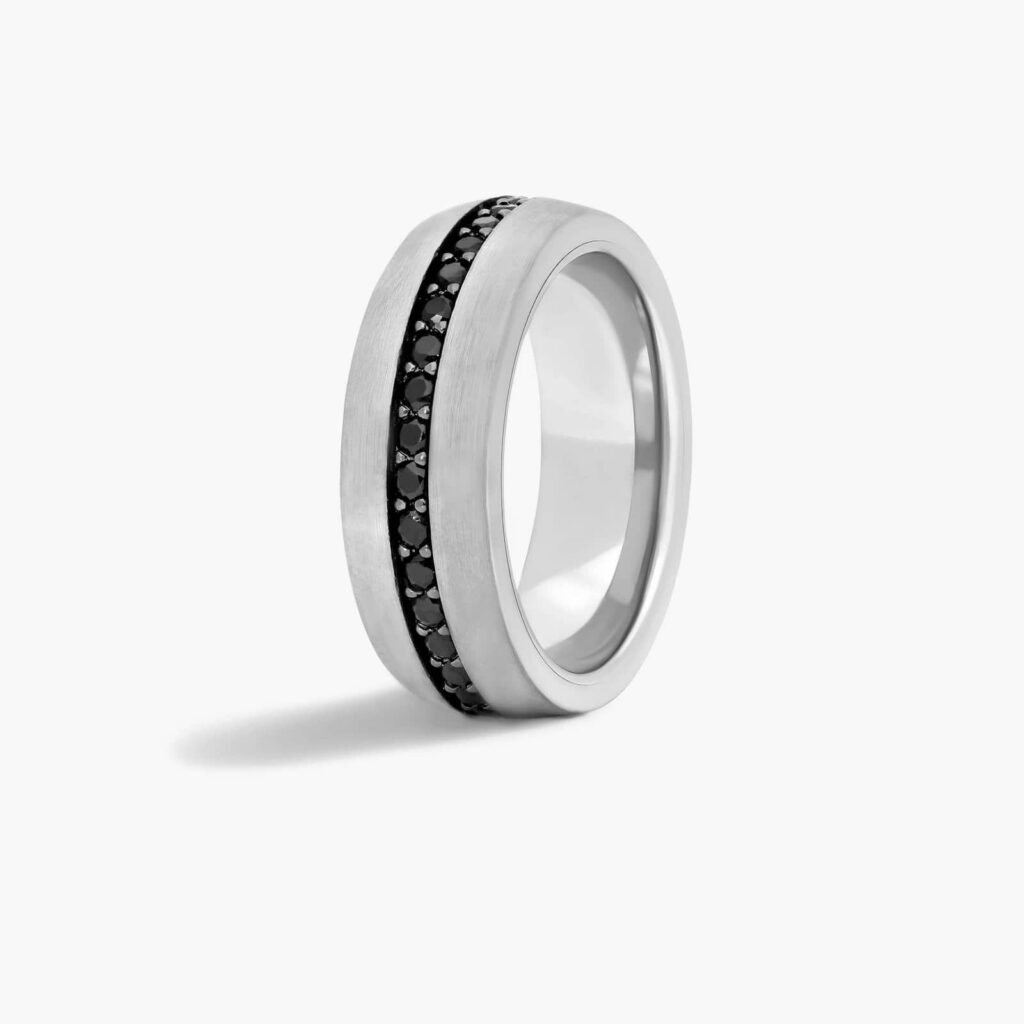 White Tungsten Carbide 8MM Black Sapphire Band by TRITON James Allen