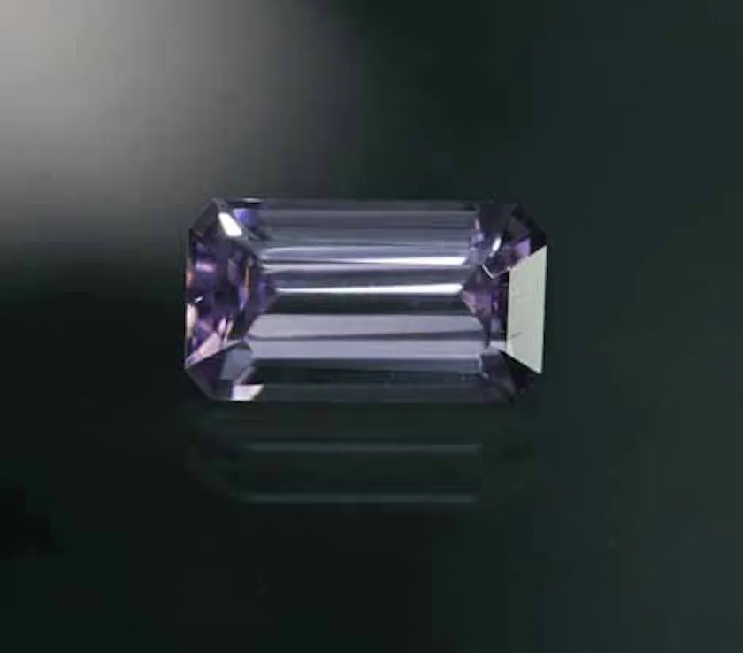 rectangle-cut scapolite, Tajikistan - purple gemstones