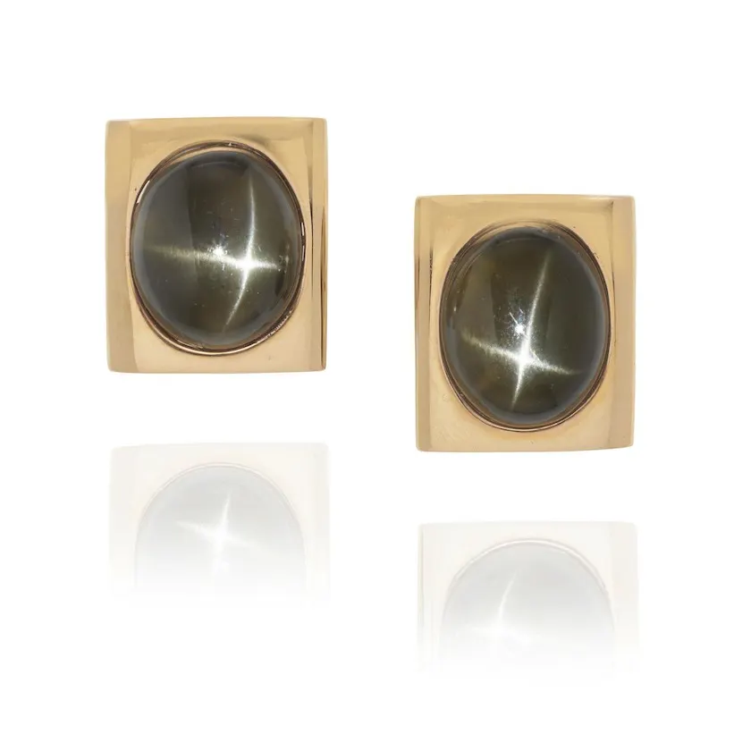 star diopside earclips - black gemstones
