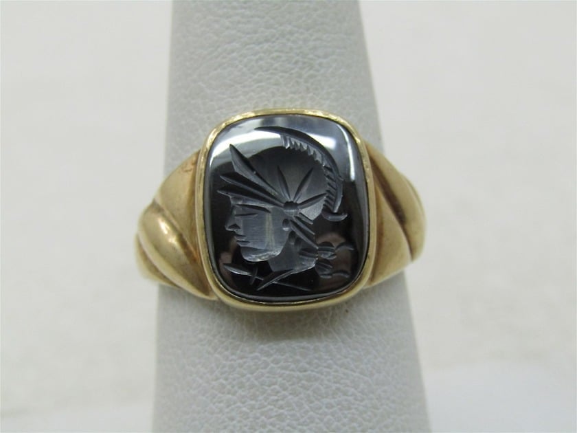 vintage hematite intaglio ring