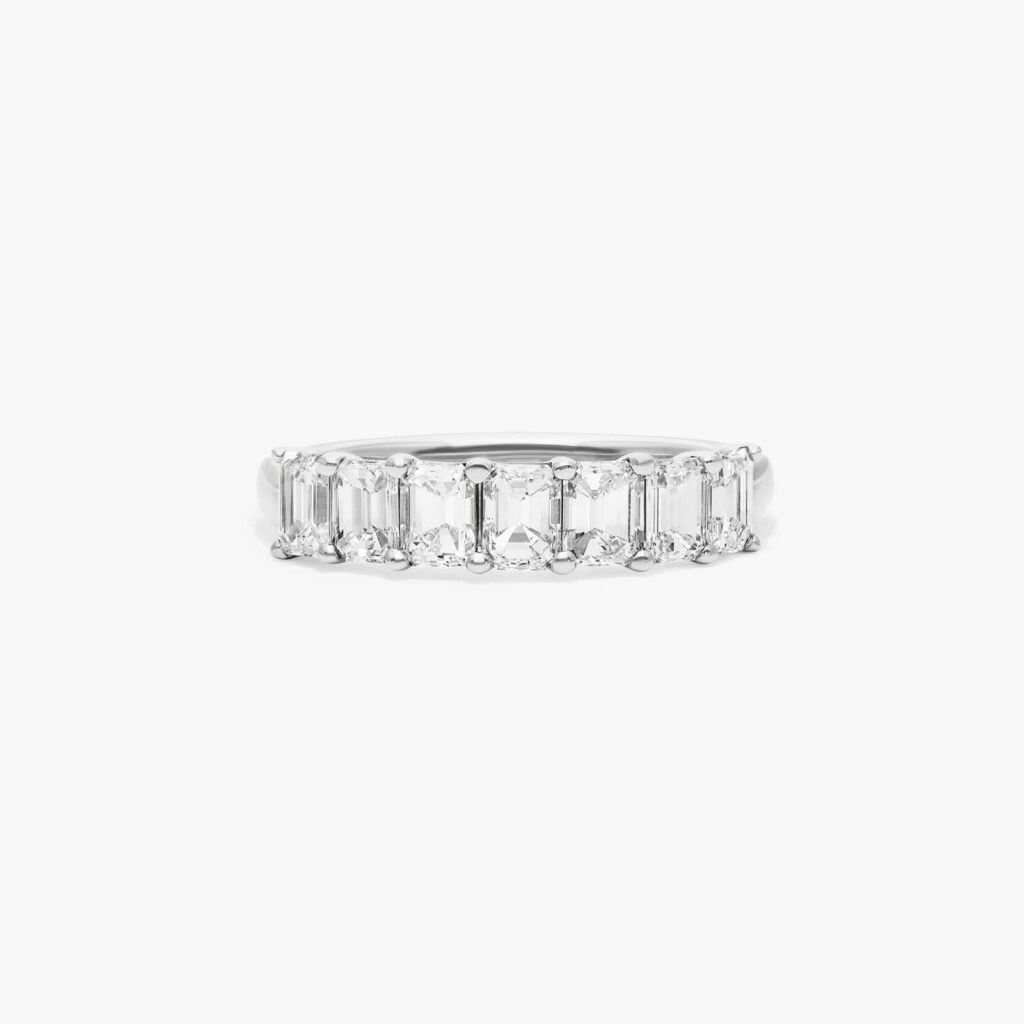 14K White Gold Seven Stone Emerald Cut Lab Created Diamond Ring James Allen