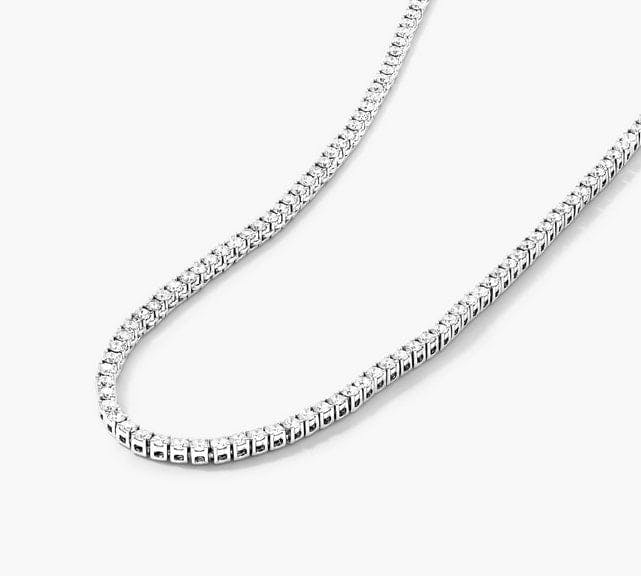 14K White Gold Straight Lab Created Diamond Tennis Necklace James Allen