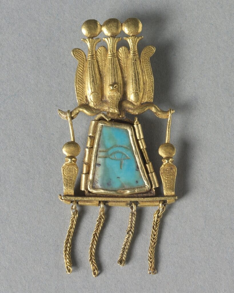 gold and turquoise Egyptian pendant