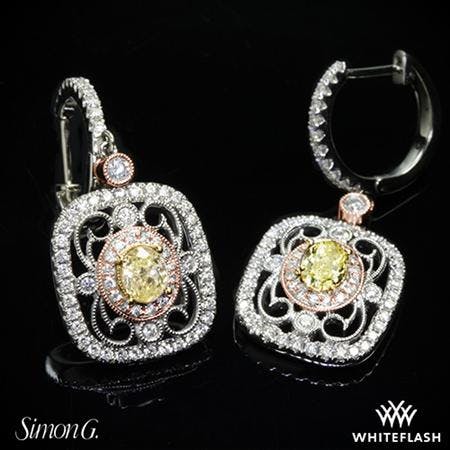 18k White Gold Simon G. TE201 Duchess Diamond Earrings WhiteFlash