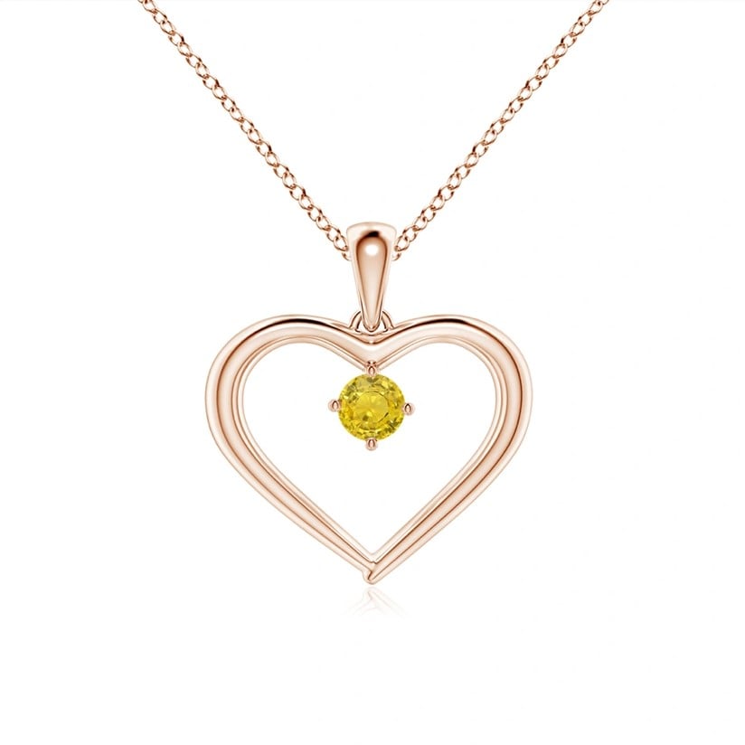 Solitaire Round Yellow Sapphire Open Heart Pendant Angara