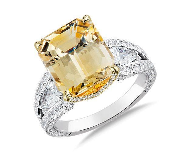 Extraordinary Collection: Yellow Sapphire and Diamond Ring in 18k White Gold Blue Nile