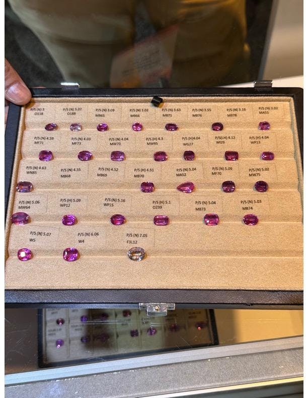 trays of pink sapphires