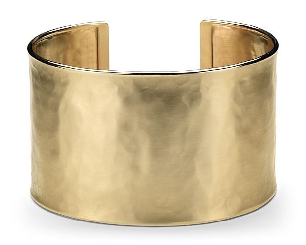 Wide Hammered Cuff Bracelet in 14k Italian Yellow Gold James Allen