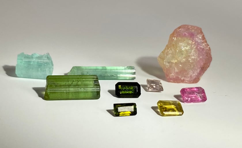 tourmaline crystals and faceted gems - cyclosilicates