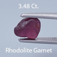 Rough version of Brilliant Square Cut Rhodolite Garnet