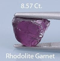 Rough version of Modified Round Brilliant Cut Rhodolite Garnet