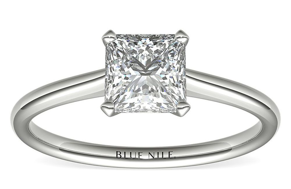 Most Popular Diamond Shapes For Engagement Rings In 2025 IGS Petite Nouveau Four Prong Solitaire Engagement Ring In Platinum Blue Nile