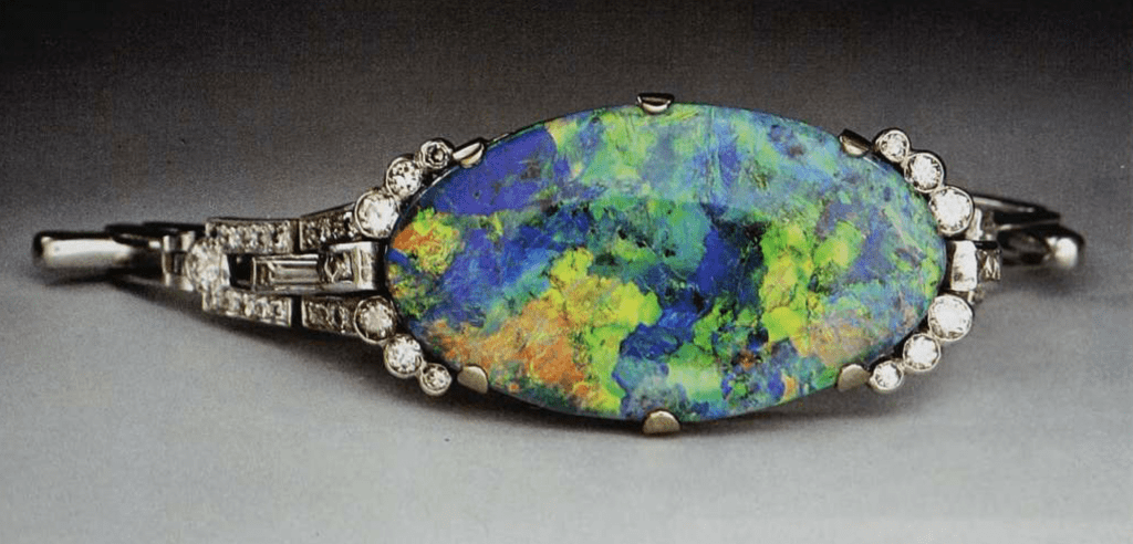 Black Opal, Australia (Stone in Bracelet ~ 20 carats)