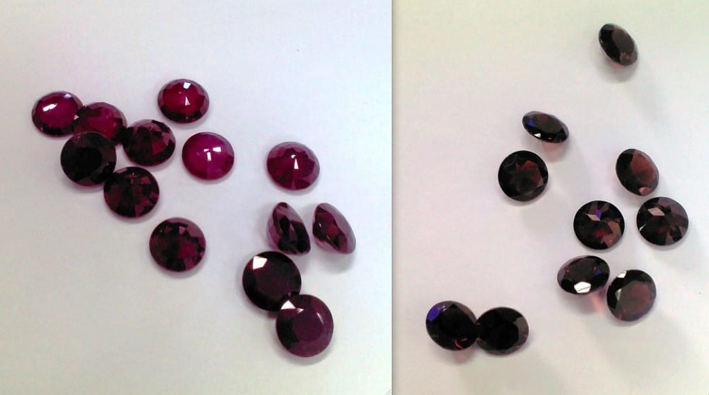 specific gravity testing - rubies and garnets