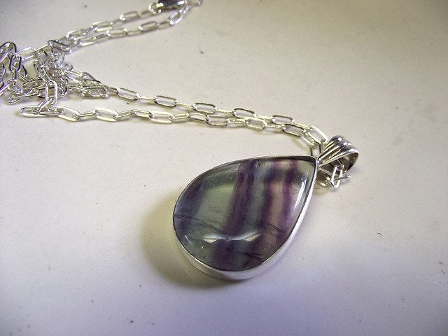 fluorite and sterling silver pendant