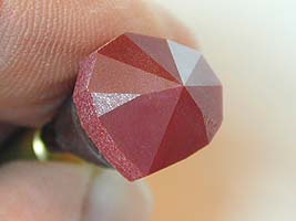 Facets being cut in to meet with a 600 grit lap