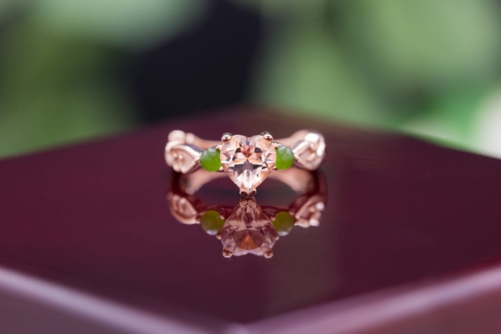 custom morganite and nephrite jade ring - gemology career options
