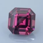 Finished version of Asscher Style Emerald Cut Rhodolite Garnet